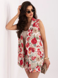 Vestă elegantă roșie cu model floral