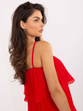 Rochie cocktail roșie elegantă