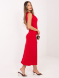 Rochie midi elegantă roșie fără mâneci