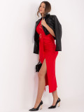 Rochie midi elegantă roșie cu decolteu petrecut