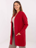 Cardigan roșu cu buzunare