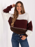 Pulover cu dungi în culoare bordo