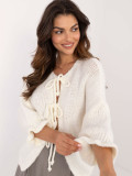 Pulover elegant ecru cu mâneci 3/4
