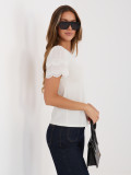 Bluză cu dantelă și mânecă scurtă ecru