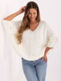 Pulover elegant ecru cu mâneci 3/4