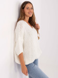Pulover elegant ecru cu mâneci 3/4