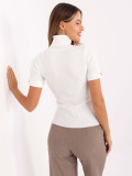 Pulover elegant ecru cu guler
