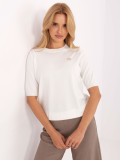 Pulover elegant ecru cu mâneci scurte