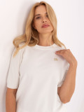 Pulover elegant ecru cu mâneci scurte