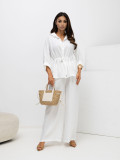 Set elegant cămașă și pantaloni alb