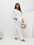 Set elegant cămașă și pantaloni alb