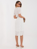 Rochie midi ecru evazată cu curea
