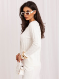 Pulover elegant ecru cu nasturi