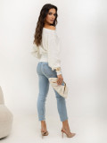 Pulover elegant ecru cu curea