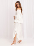 Set elegant cu bluză și pantaloni ecru