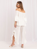Set elegant cu bluză și pantaloni ecru