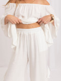 Set elegant cu bluză și pantaloni ecru