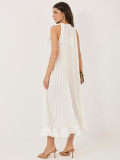 Rochie midi elegantă cu volan și cordon, ecru