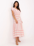 Rochie alb-roz rozfluturată