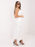 Rochie midi elegantă cu decolteu tip cascadă, ecru