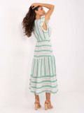 Rochie alb-verde evazată
