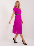 Rochie midi plisată mov cu curea