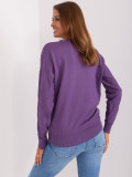 Pulover clasic violet cu decolteu rotund