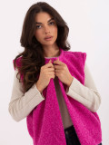 Vestă tricotată fucsia cu buzunare