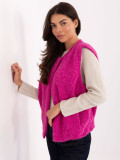Vestă tricotată fucsia cu buzunare