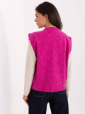 Vestă tricotată fucsia cu buzunare