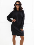 Rochie oversize grafit cu mâneci lungi