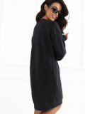 Rochie oversize grafit cu mâneci lungi