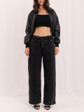 Pantaloni de trening gri wide leg