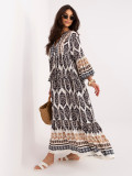 Rochie maxi oversize cu imprimeu și mâneci 3/4
