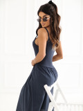 Rochie maxi bleumarin cu bretele