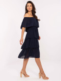 Rochie elegantă evazată în culoare albastră