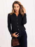 Pulover polo elegant bleumarin cu guler