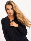 Pulover polo elegant bleumarin cu guler