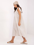 Rochie oversize bej cu volan