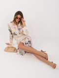 Rochie bej evazată cu imprimeu floral