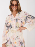 Rochie bej evazată cu imprimeu floral