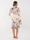 Rochie bej evazată cu imprimeu floral