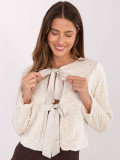 Cardigan scurt elegant cu paiete, bej