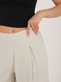 Pantaloni palazzo bej din vâscoză