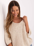 Pulover bej elegant cu mâneci 3/4