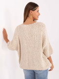 Pulover bej elegant cu mâneci 3/4