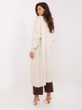 Cardigan bej lung cu buzunare
