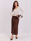 Pulover bej elegant cu decolteu petrecut