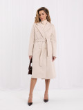 Palton elegant bej deschis cu curea