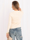 Pulover polo elegant bej deschis cu nasturi